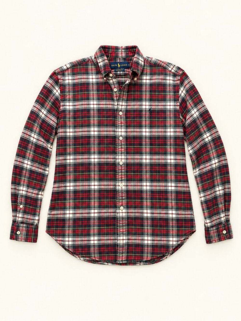 Ralph Lauren Men’s Red & Green Plaid Classic Fit Button-Down Shirt